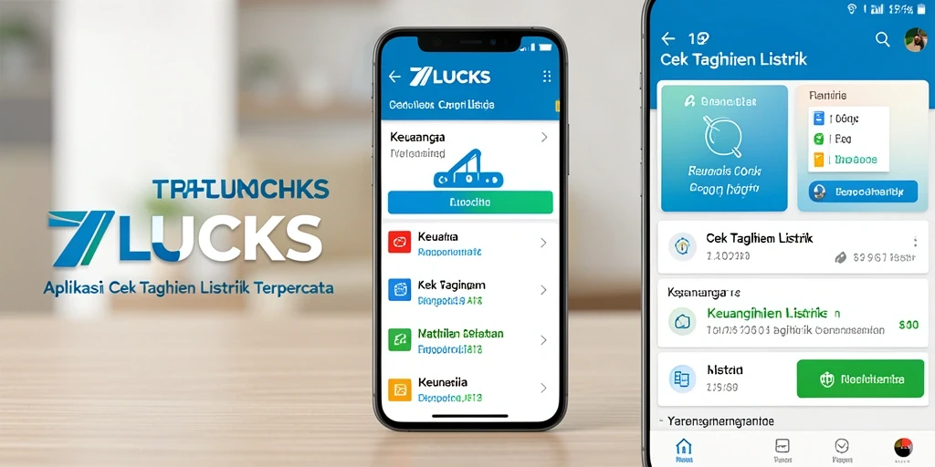Tampilan antarmuka aplikasi 77LUCKS untuk cek tagihan listrik.