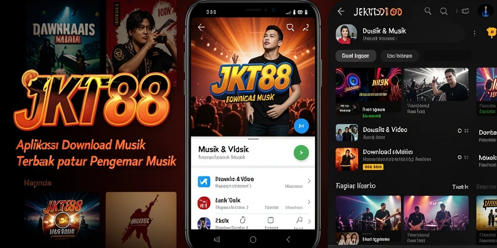 Tampilan antarmuka JKT88 untuk mengunduh musik dengan mudah.