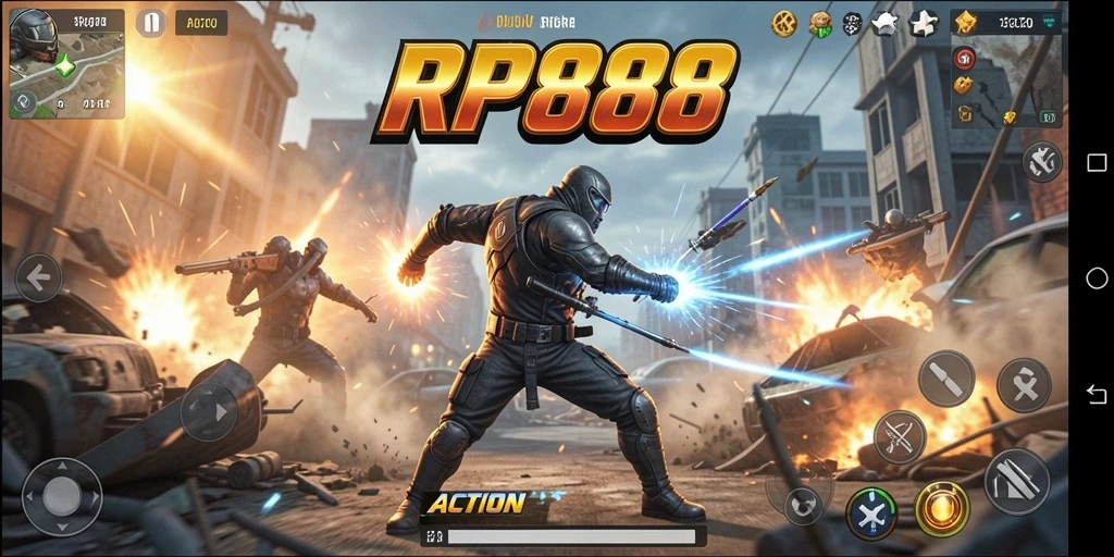 Tampilan antarmuka RP888 yang dinamis dan penuh aksi.
