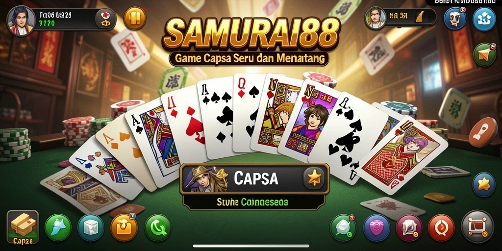 Screenshot utama SAMURAI88 yang menampilkan antarmuka permainan Capsa.